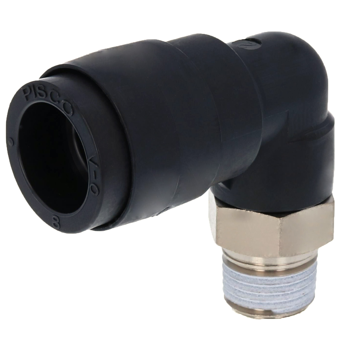 Alternative view of Đầu Nối Nhanh Khí Nén Dạng Cong 90° Ren Ngoài Pisco PL8-01V-0