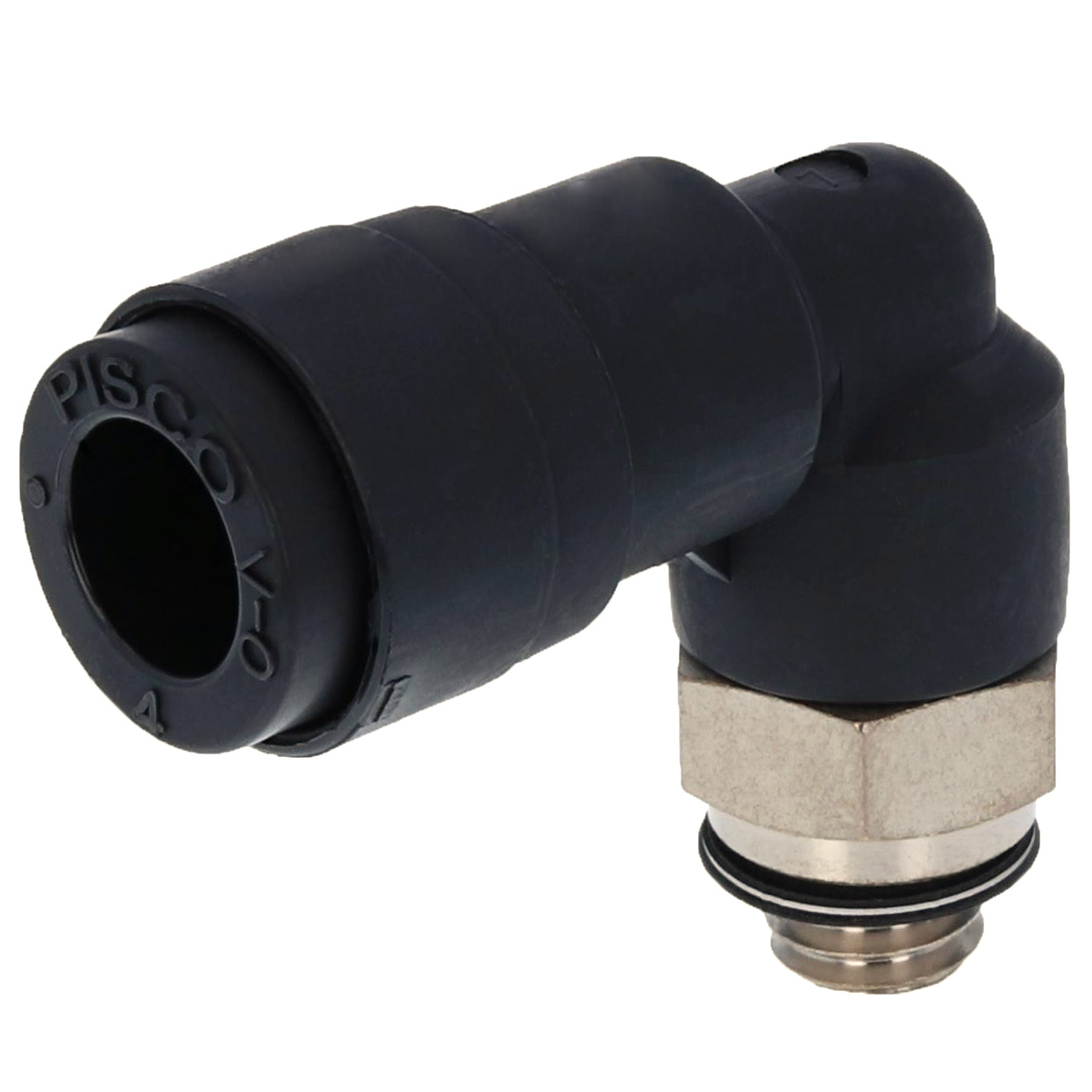 Alternative view of Đầu Nối Nhanh Khí Nén Dạng Cong 90° Ren Ngoài Pisco PL4-M6V-0