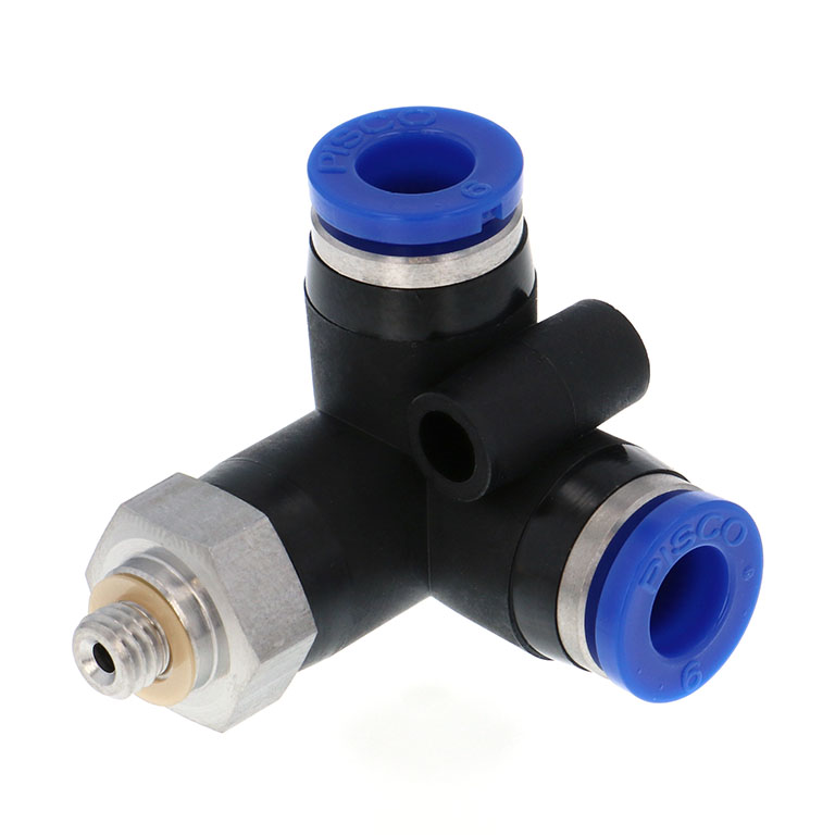 Alternative view of Đầu Nối Nhanh Khí Nén Hai Nhánh Chạc Ba Cong 90° Ren Ngoài Pisco SPVX6-M5