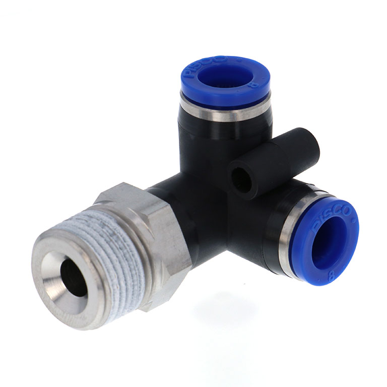 Alternative view of Đầu Nối Nhanh Khí Nén Hai Nhánh Chạc Ba Cong 90° Ren Ngoài Pisco SPVX8-03