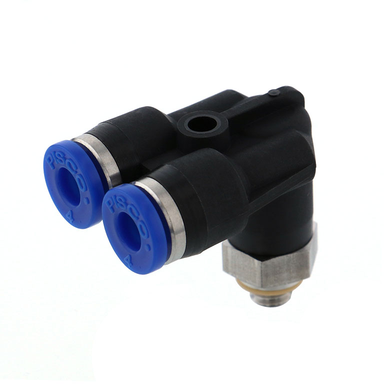 Alternative view of Đầu Nối Nhanh Khí Nén Hai Nhánh Cong 90° Ren Ngoài Pisco SPAX4-M5
