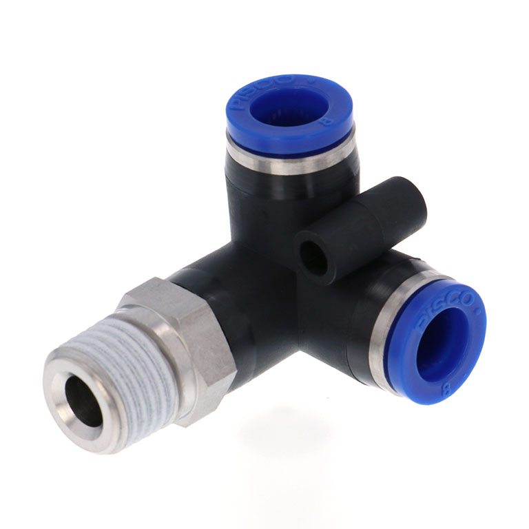 Alternative view of Đầu Nối Nhanh Khí Nén Hai Nhánh Chạc Ba Cong 90° Ren Ngoài Pisco SPVX8-02-UC