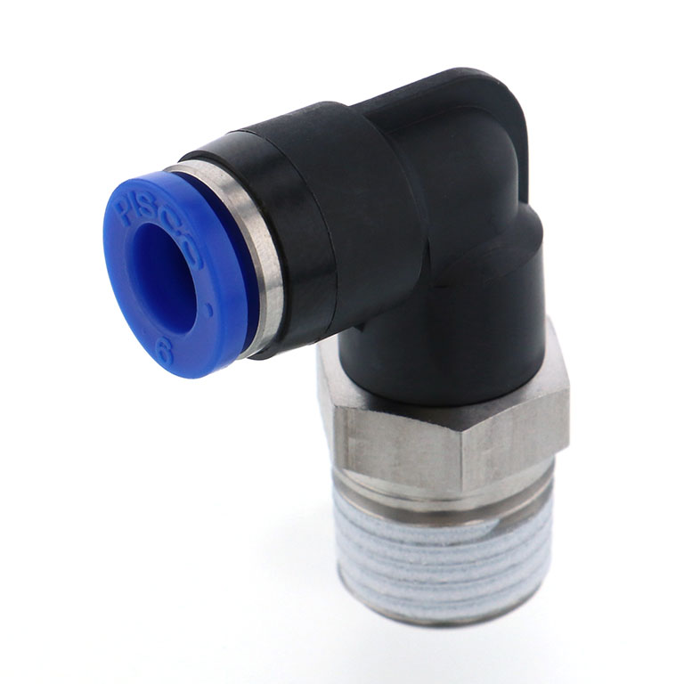 Alternative view of Đầu Nối Nhanh Khí Nén Dạng Cong 90° Ren Ngoài Pisco SPL6-02