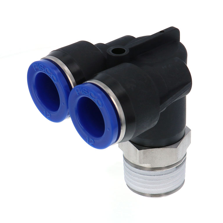Alternative view of Đầu Nối Nhanh Khí Nén Hai Nhánh Cong 90° Ren Ngoài Pisco SPAX12-04