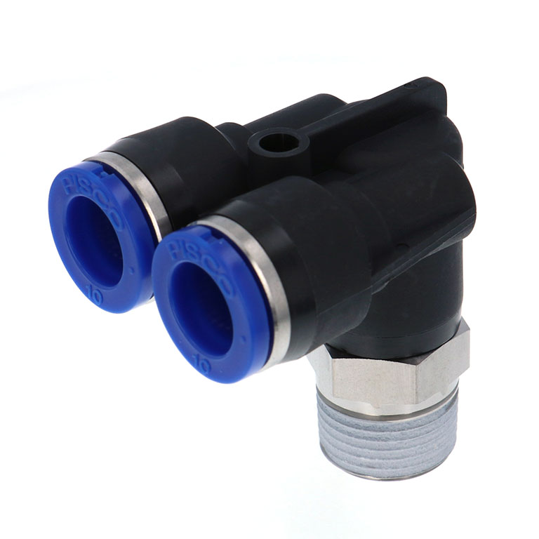 Alternative view of Đầu Nối Nhanh Khí Nén Hai Nhánh Cong 90° Ren Ngoài Pisco SPAX10-03