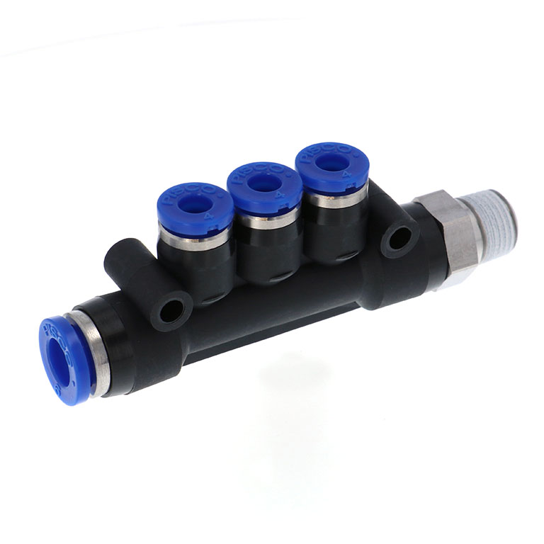 Alternative view of Đầu Nối Nhanh Khí Nén Dạng Chữ T Bốn Nhánh Ren Ngoài Pisco SPKD6-4-01