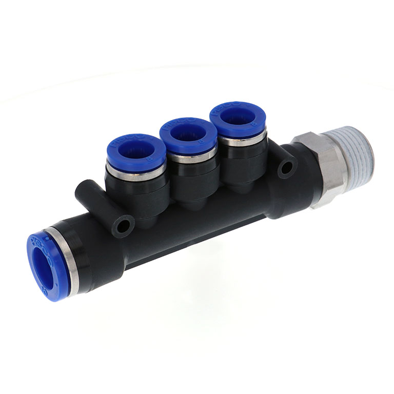 Alternative view of Đầu Nối Nhanh Khí Nén Dạng Chữ T Bốn Nhánh Ren Ngoài Pisco SPKD10-8-03