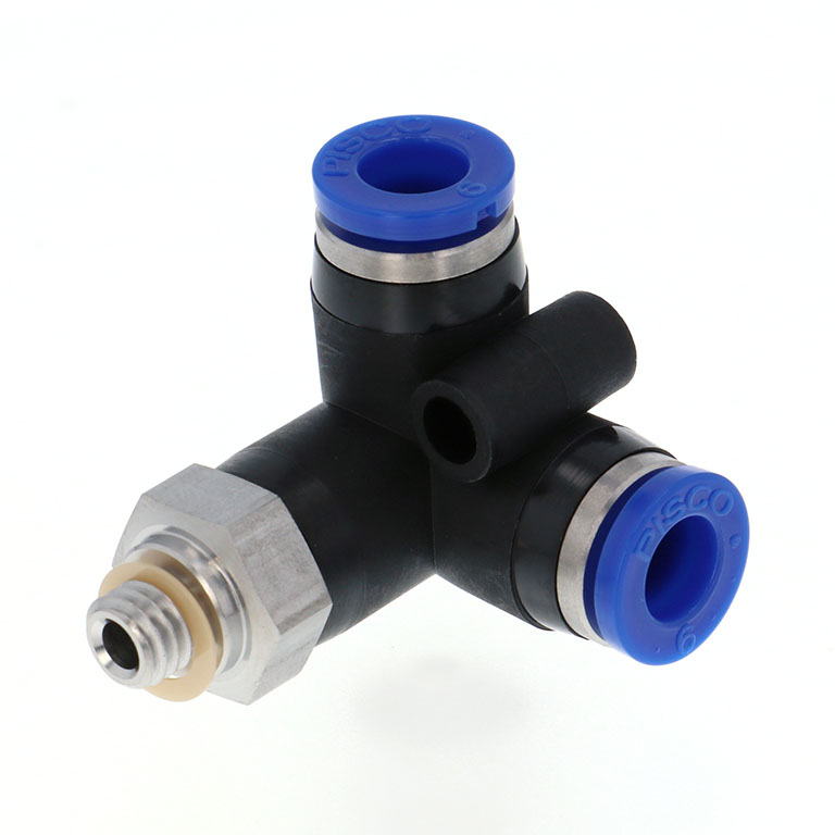 Alternative view of Đầu Nối Nhanh Khí Nén Hai Nhánh Chạc Ba Cong 90° Ren Ngoài Pisco SPVX6-M6