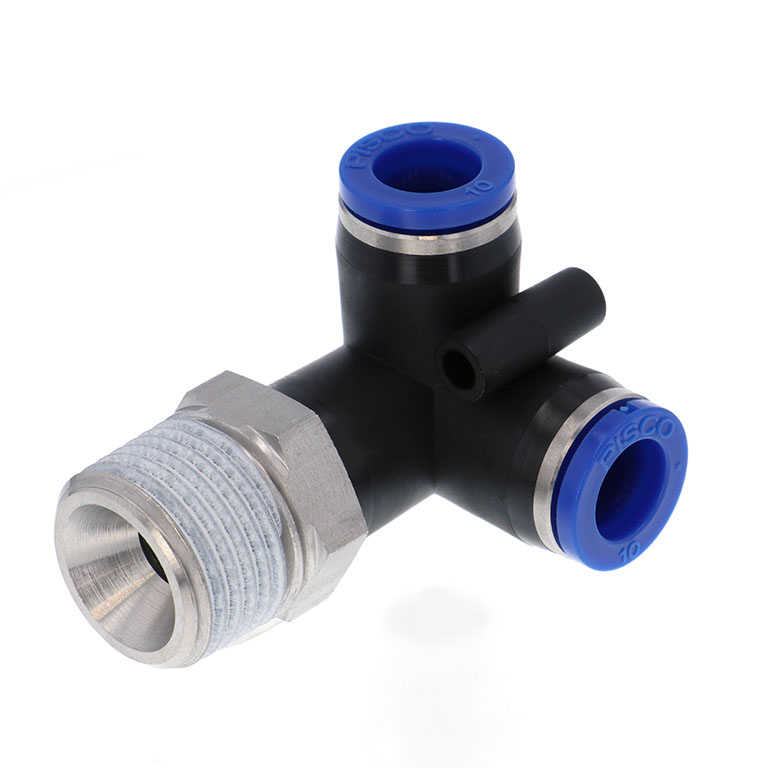 Alternative view of Đầu Nối Nhanh Khí Nén Hai Nhánh Chạc Ba Cong 90° Ren Ngoài Pisco SPVX10-04