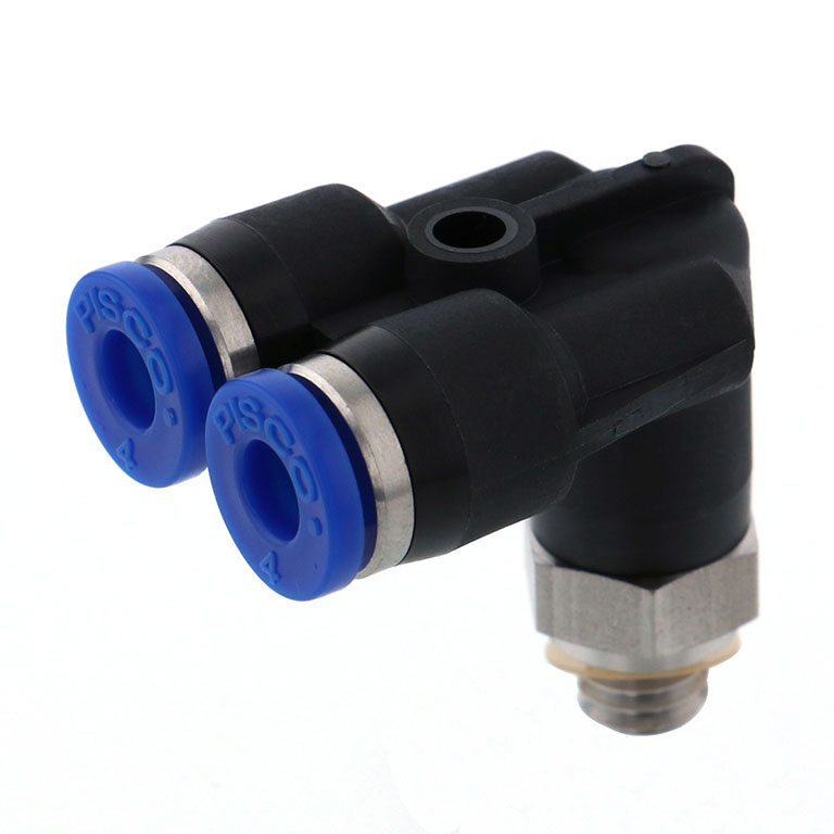 Alternative view of Đầu Nối Nhanh Khí Nén Hai Nhánh Cong 90° Ren Ngoài Pisco SPAX4-M6
