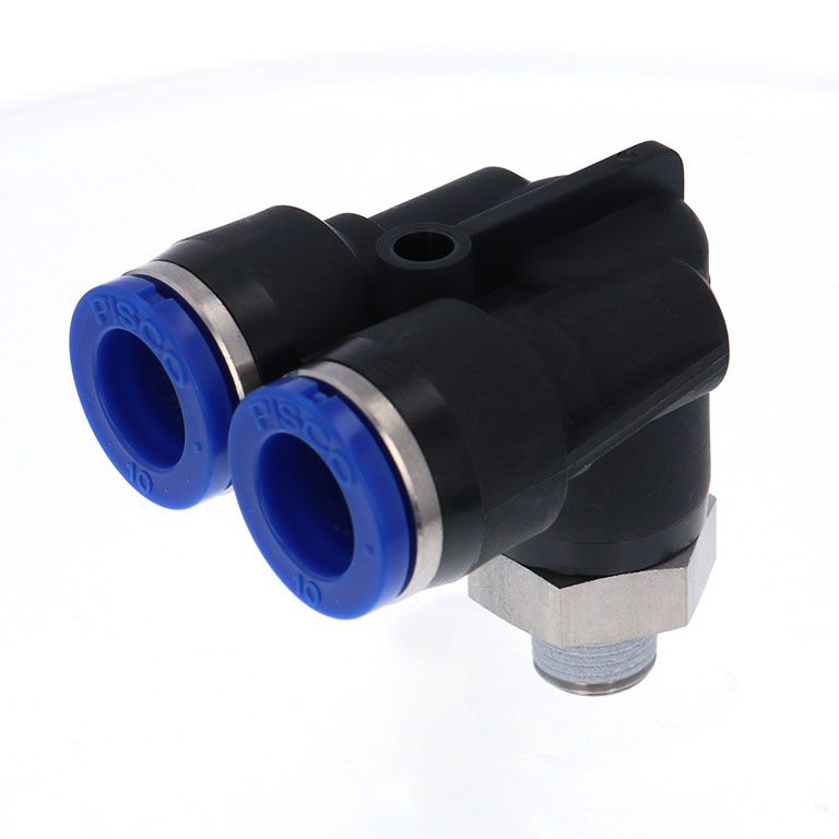 Alternative view of Đầu Nối Nhanh Khí Nén Hai Nhánh Cong 90° Ren Ngoài Pisco SPAX10-01