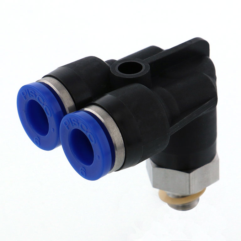 Alternative view of Đầu Nối Nhanh Khí Nén Hai Nhánh Cong 90° Ren Ngoài Pisco SPAX6-M6
