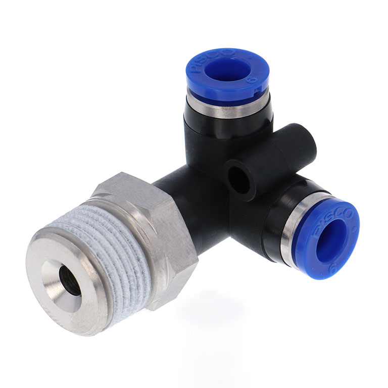 Alternative view of Đầu Nối Nhanh Khí Nén Hai Nhánh Chạc Ba Cong 90° Ren Ngoài Pisco SPVX6-03