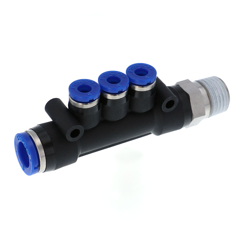 Alternative view of Đầu Nối Nhanh Khí Nén Dạng Chữ T Bốn Nhánh Ren Ngoài Pisco SPKD8-4-02