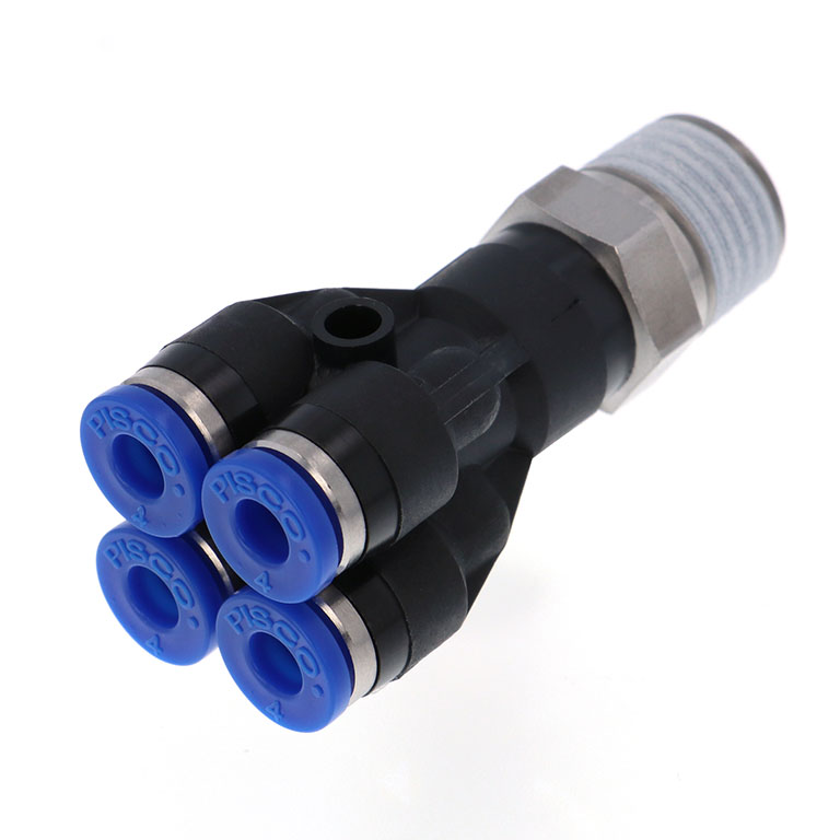 Alternative view of Đầu Nối Nhanh Khí Nén Dạng Chữ Y Bốn Nhánh Ren Ngoài Pisco SPRX4-02
