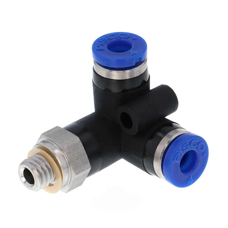 Alternative view of Đầu Nối Nhanh Khí Nén Hai Nhánh Chạc Ba Cong 90° Ren Ngoài Pisco SPVX4-M6