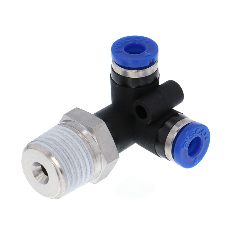 Alternative view of Đầu Nối Nhanh Khí Nén Hai Nhánh Chạc Ba Cong 90° Ren Ngoài Pisco SPVX4-02