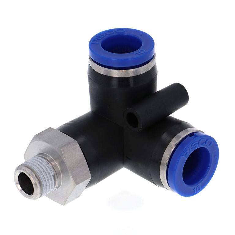 Alternative view of Đầu Nối Nhanh Khí Nén Hai Nhánh Chạc Ba Cong 90° Ren Ngoài Pisco SPVX10-01