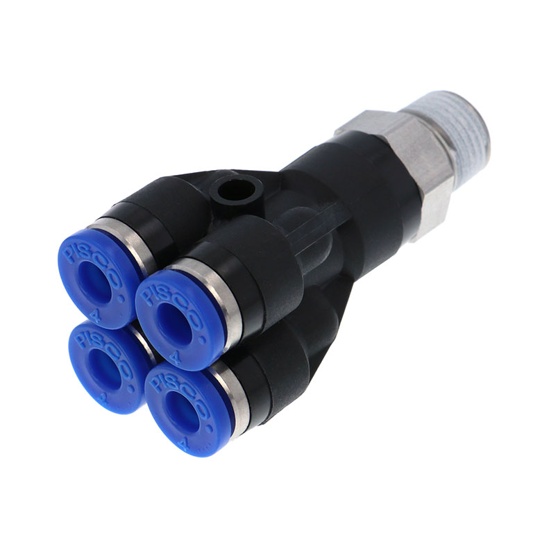 Alternative view of Đầu Nối Nhanh Khí Nén Dạng Chữ Y Bốn Nhánh Ren Ngoài Pisco SPRX4-01