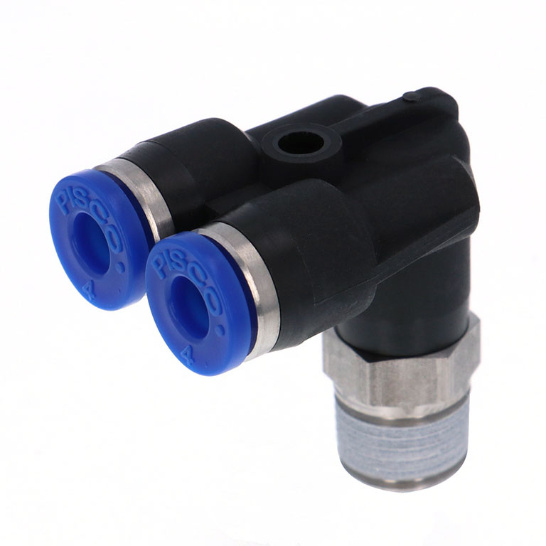 Alternative view of Đầu Nối Nhanh Khí Nén Hai Nhánh Cong 90° Ren Ngoài Pisco SPAX4-01