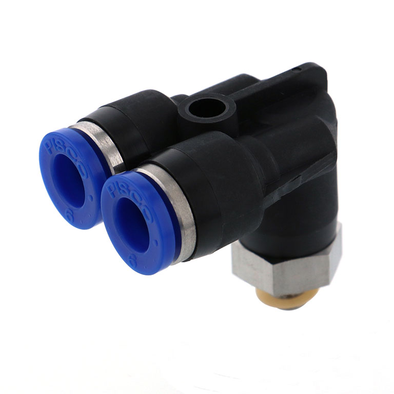 Alternative view of Đầu Nối Nhanh Khí Nén Hai Nhánh Cong 90° Ren Ngoài Pisco SPAX6-M5