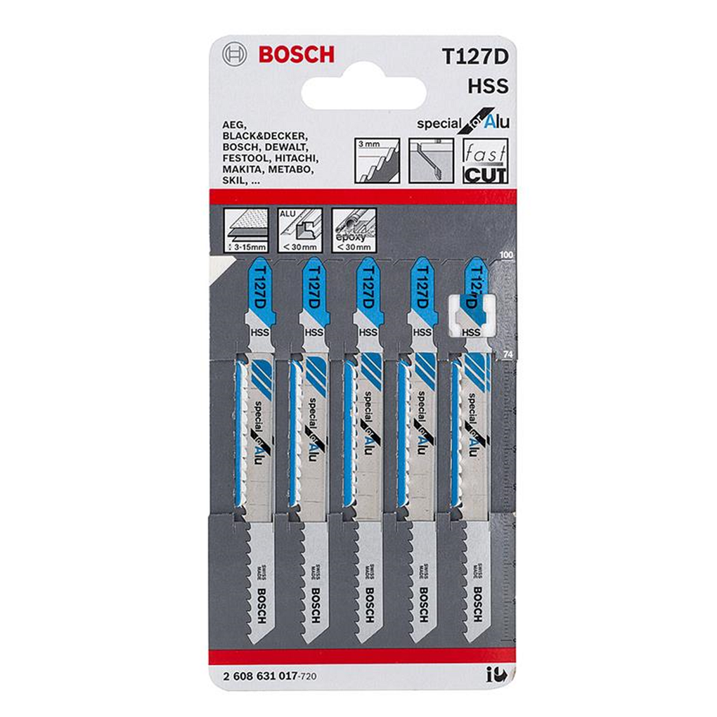 Bộ 5 Lưỡi Cưa Lọng Cho Nhôm T 127 D Bosch 2608631017