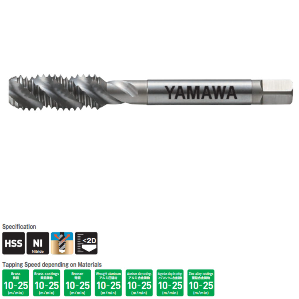 Mũi Taro Xoắn - Nhôm HSS Phủ NI M12x1.75 YAMAWA SW012P1LEN