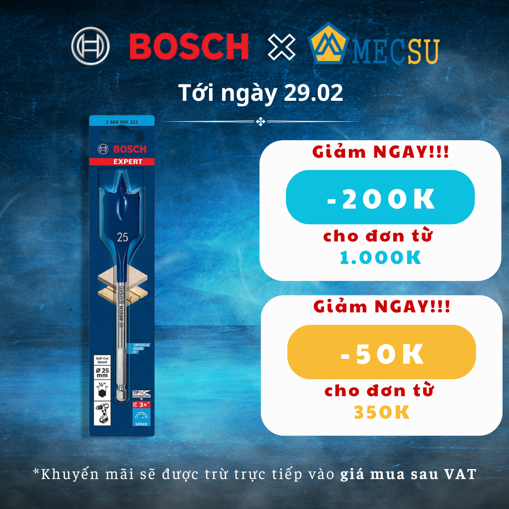 Mũi Khoan Khoét Gỗ Đuôi Cá SELFCUT 25x152mm Bosch 2608900322