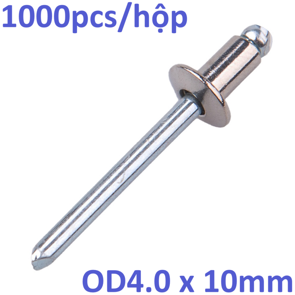 Rivet Inox 304 Chân Thép OD4.0x10mm (1000 Cái)