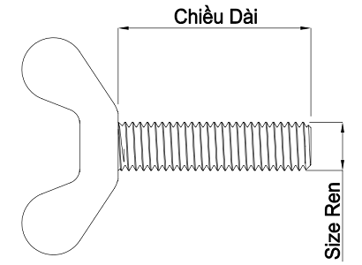 Bulong Cánh Chuồn Inox 304 M5x12_drawing