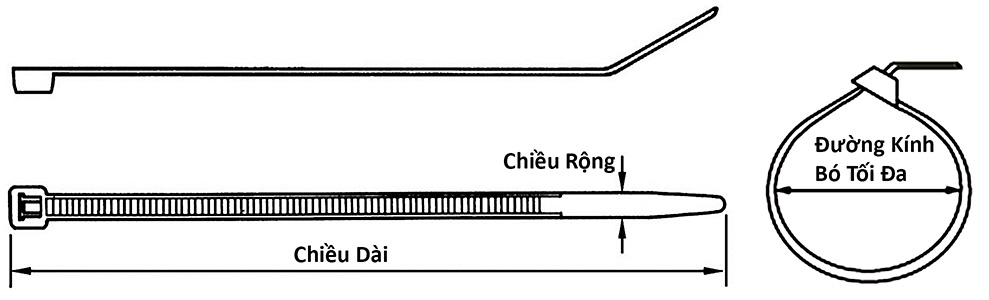 Dây Rút Nhựa Chống Tia UV Màu Đen DONG-A 200x4.8mm (1000 Sợi/Bịch)_drawing