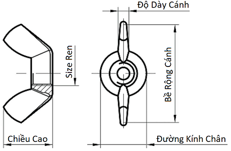 Tán Cánh Chuồn Inox 304 M12 - Ảnh 5