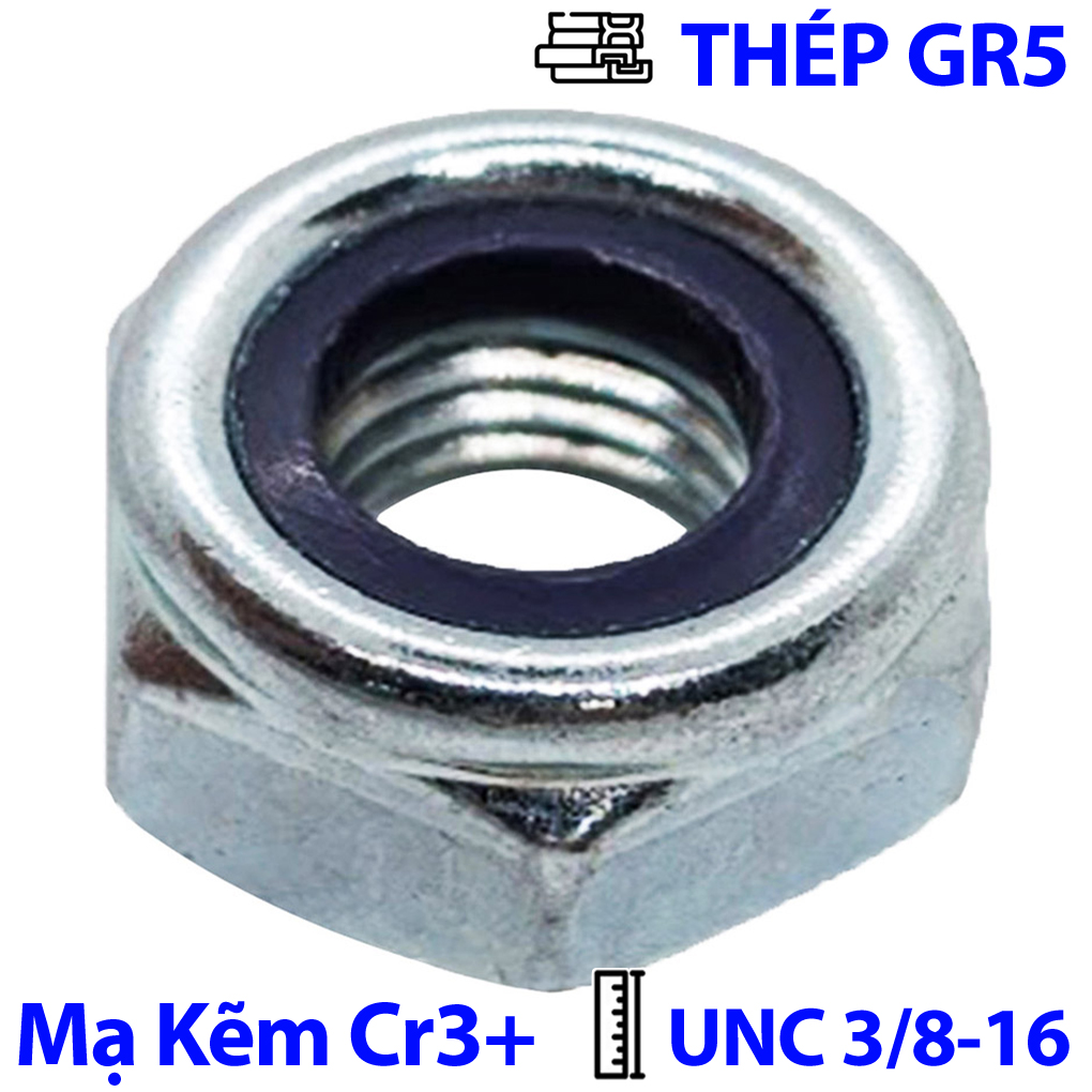 Tán Keo Thép Mạ Kẽm Trắng Cr3+ GR 5 UNC 3/8-16 (NE)