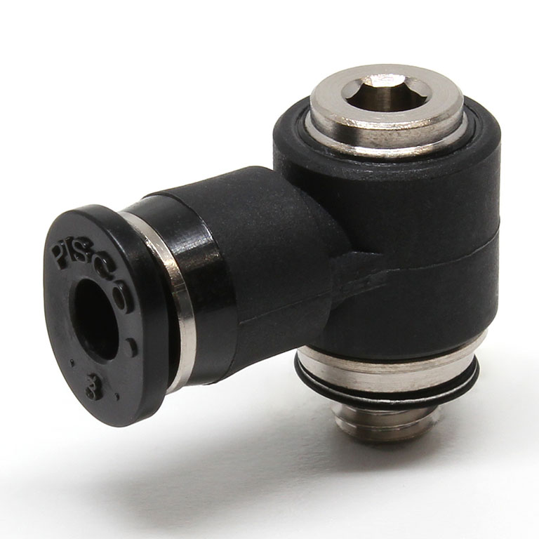 Đầu Nối Nhanh Khí Nén Dạng Cong 90° Đầu Lục Giác Chìm Ren Ngoài Pisco POL3-M5M-C