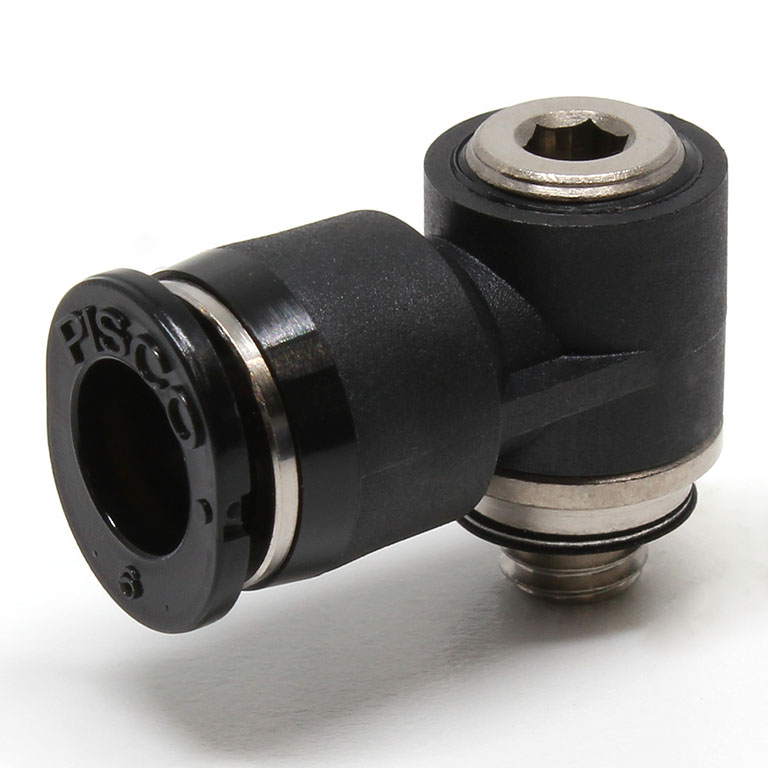 Đầu Nối Nhanh Khí Nén Dạng Cong 90° Đầu Lục Giác Chìm Ren Ngoài Pisco POL6-M5M-C