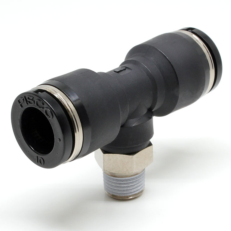 Đầu Nối Nhanh Khí Nén Chữ T Phi 10mm Ren Ngoài R1/8 Pisco PB10-01
