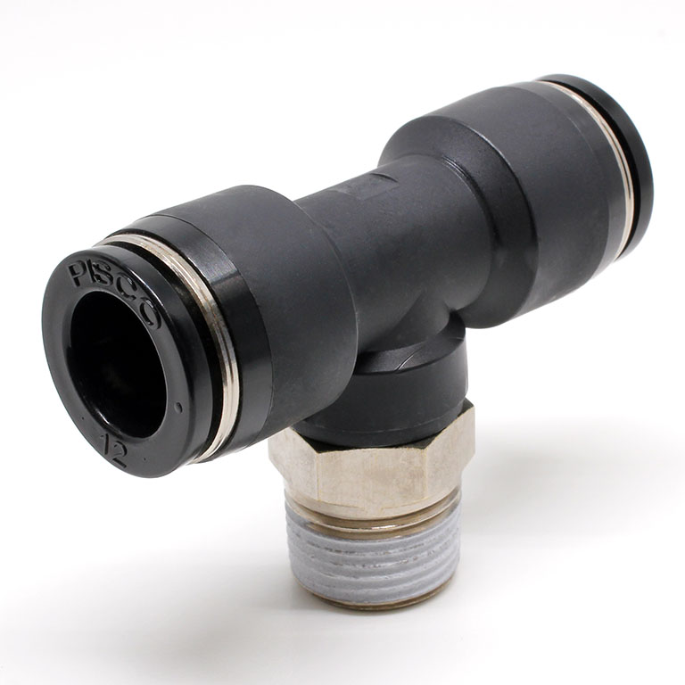 Đầu Nối Nhanh Khí Nén Chữ T Phi 12mm Ren Ngoài R3/8 Pisco PB12-03