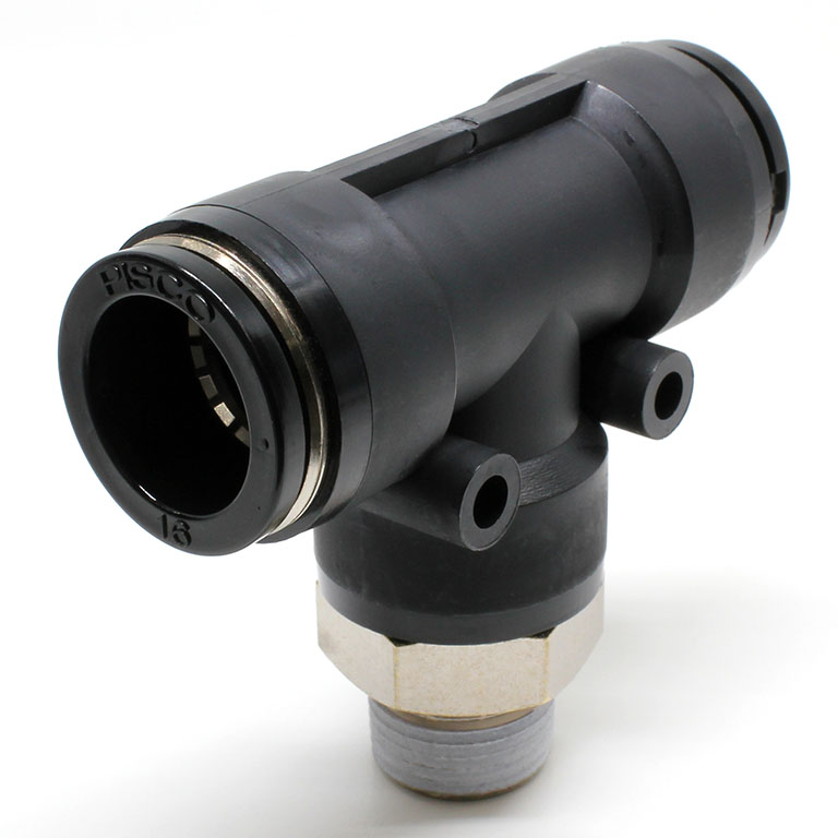 Đầu Nối Nhanh Khí Nén Chữ T Phi 16mm Ren Ngoài R3/8 Pisco PB16-03