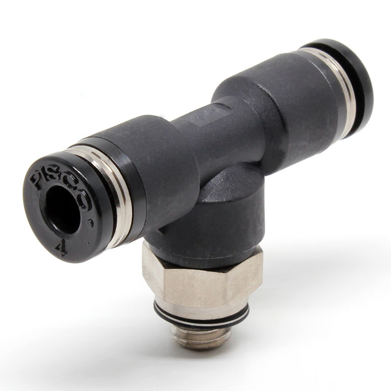 Đầu Nối Nhanh Khí Nén Chữ T Phi 4mm Ren Ngoài M6 Pisco PB4-M6