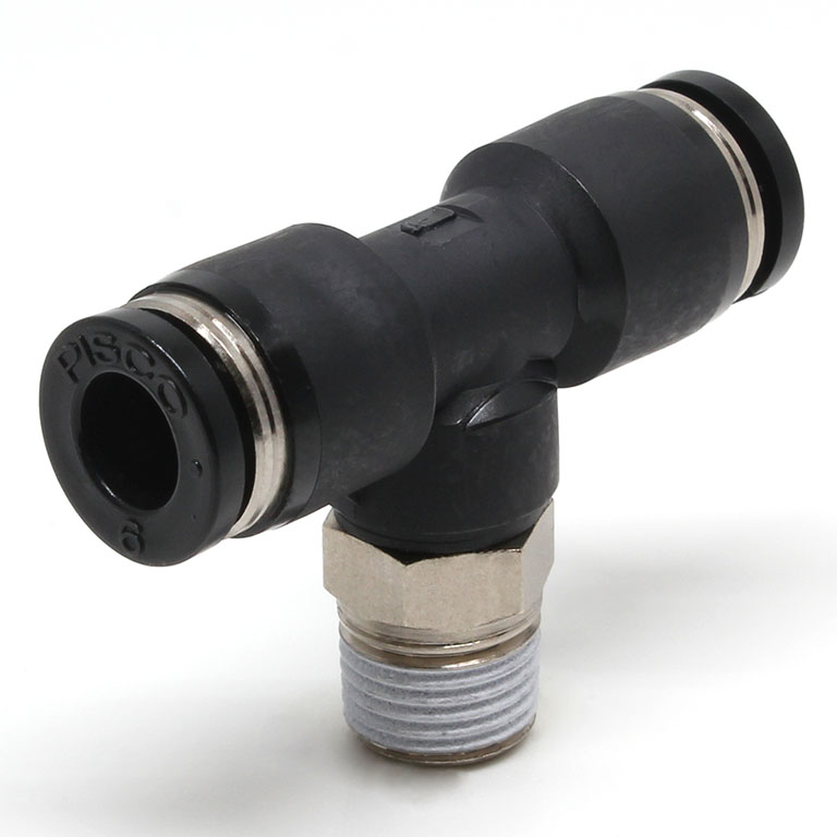 Đầu Nối Nhanh Khí Nén Chữ T Phi 6mm Ren Ngoài R1/8 Pisco PB6-01