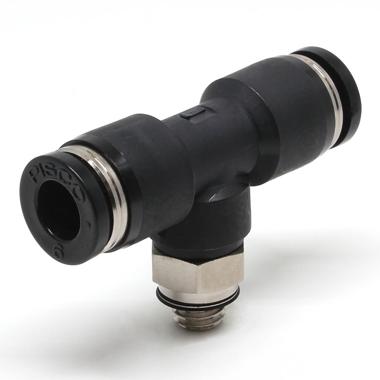 Đầu Nối Nhanh Khí Nén Chữ T Phi 6mm Ren Ngoài M6 Pisco PB6-M6