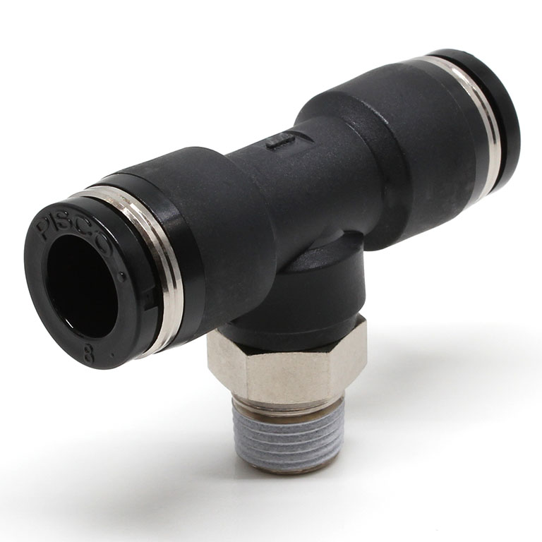 Đầu Nối Nhanh Khí Nén Chữ T Phi 8mm Ren Ngoài R1/8 Pisco PB8-01