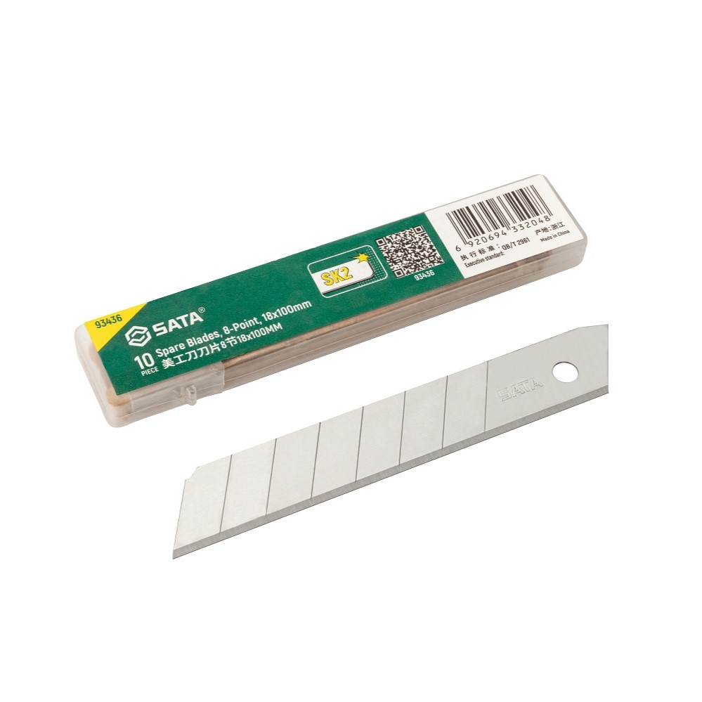Bộ 10 Lưỡi Dao Rọc Giấy 8 Răng 18x100mm Sata 93436
