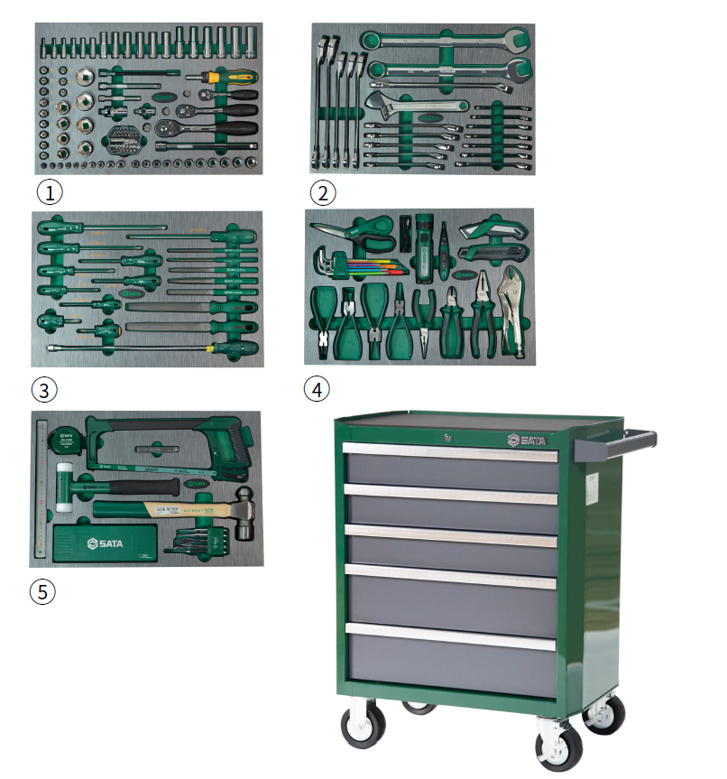 Tủ Đồ Nghề Đa Năng Có Bánh Xe Sata 176 Chi Tiết 09951