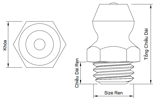 Vú Mỡ Thẳng Đồng M6x1.0_drawing