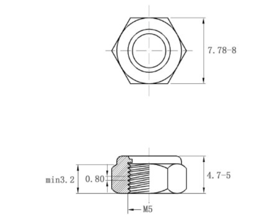 Tán Keo Inox 304 DIN985 M3_drawing