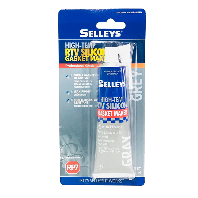 Keo Silicone Tạo Gioăng Chịu Nhiệt Selleys RTV Xám 85g (Thùng 12 Hộp, 12 Tuýp/Hộp)