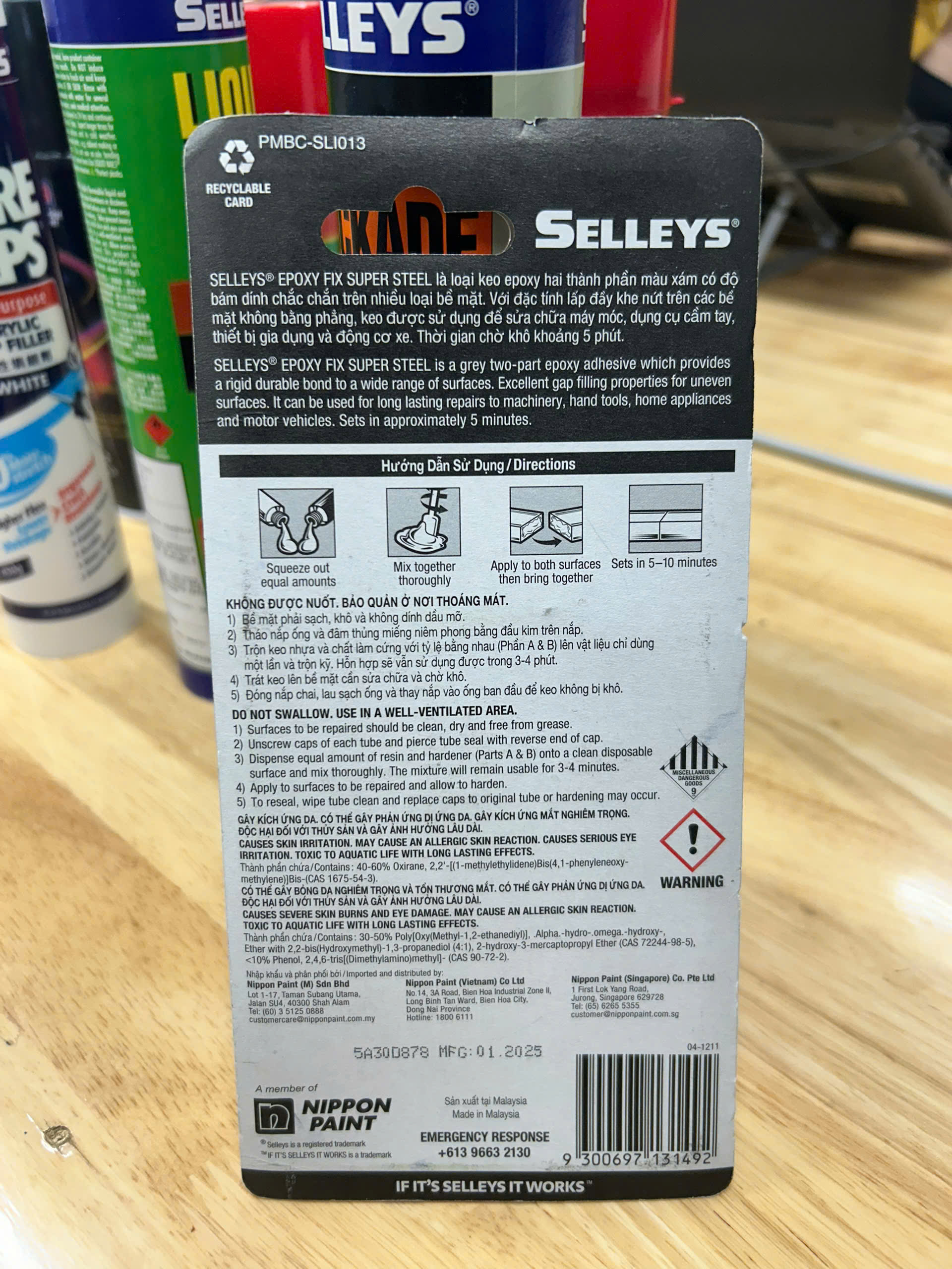 Alternative view of Keo Dán Kim Loại Selleys Epoxy Fix Super Steel 2x10 ml (Thùng 12 Hộp, 12 Tuýp/Hộp)