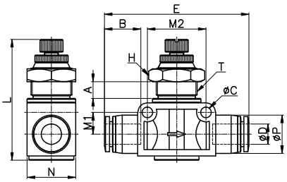 Van Tiết Lưu Khí Nén Thẳng