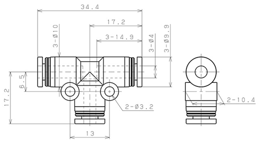 Đầu Nối Nhanh Khí Nén Chữ T Phi